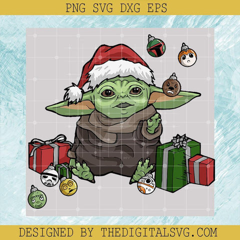 Baby Yoda With Gift Box Christmas Svg, Baby Yoda Santa Svg, Star Wars Svg, Star Wars Christmas Svg, Christmas Svg - TheDigitalSVG