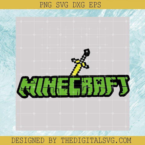 Minecraft Logo with Gold Sword Svg, Life with Minecraft Svg, Minecraft Svg