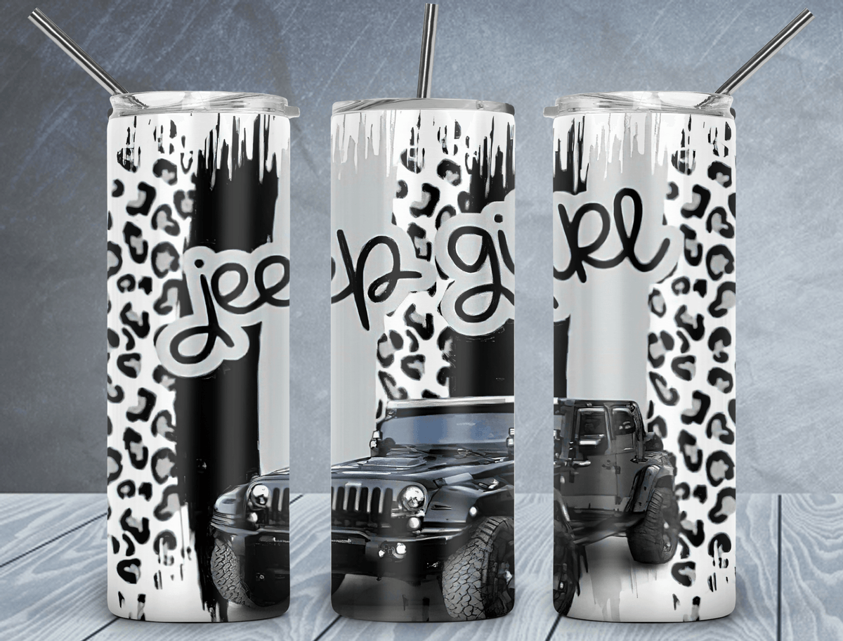 Peace Love Jeep Tumbler Wrap PNG, Leopard Print Heart 20oz