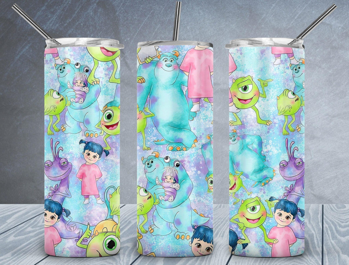 Monster Inc Tumbler Wrap PNG, Mike And Sulley 20oz Skinny Tumbler Design,  Sublimation Designs PNG File