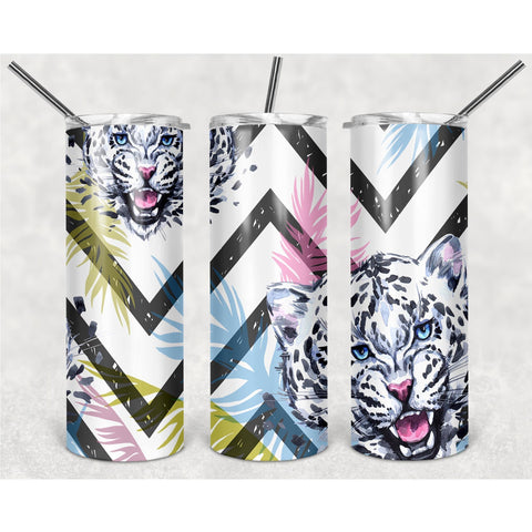 White Leopard Zig Zag Pattern PNG, 20oz Skinny Tumbler Design, Sublimation Designs PNG File, Full Tumbler Wrap PNG Digital File - TheDigitalSVG