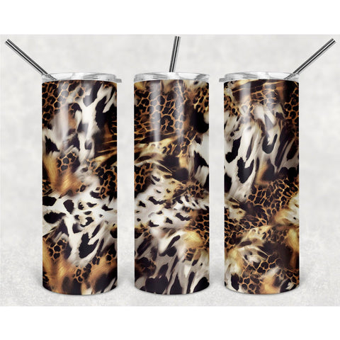 Wild Leopard Print PNG, 20oz Skinny Tumbler Design, Sublimation Designs PNG File - TheDigitalSVG