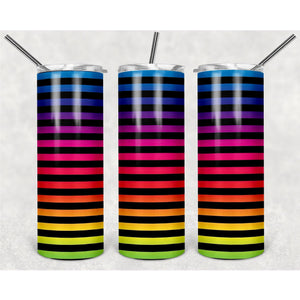 Horizontal Stripes In Seven Colors Of The Rainbow PNG, 20oz Skinny Tumbler Design, Sublimation Designs PNG File - TheDigitalSVG