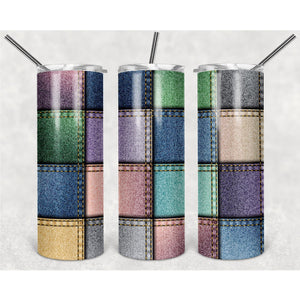 Pastel Color Patchwork PNG, 20oz Skinny Tumbler Design, Sublimation Designs PNG File - TheDigitalSVG