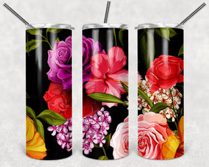 Multicolored Flower Garden Pattern PNG, 20oz Skinny Tumbler Design, Sublimation Designs PNG File - TheDigitalSVG