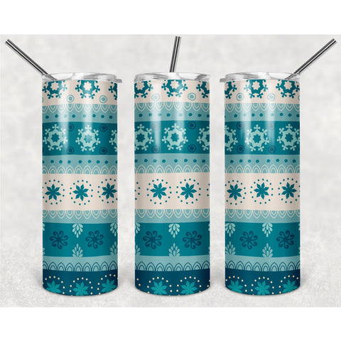 Pastel Blue Snowflake Christmas Stripe Pattern PNG, 20oz Skinny Tumbler Design, Sublimation Designs PNG File - TheDigitalSVG