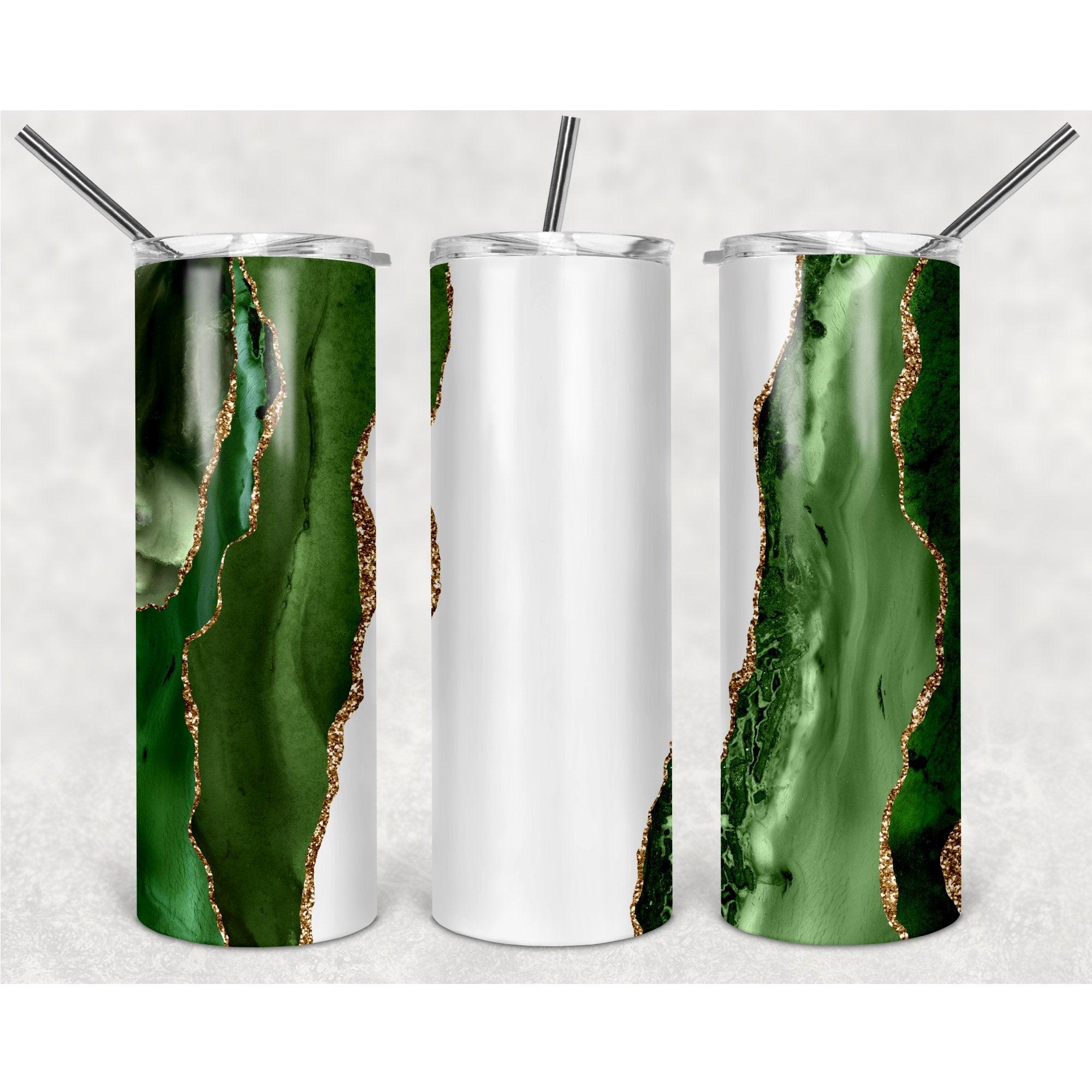 Luxurious Deep Green White Stone Pattern With Vertical Stripes PNG, 20oz Skinny Tumbler Design, Sublimation Designs PNG File - TheDigitalSVG