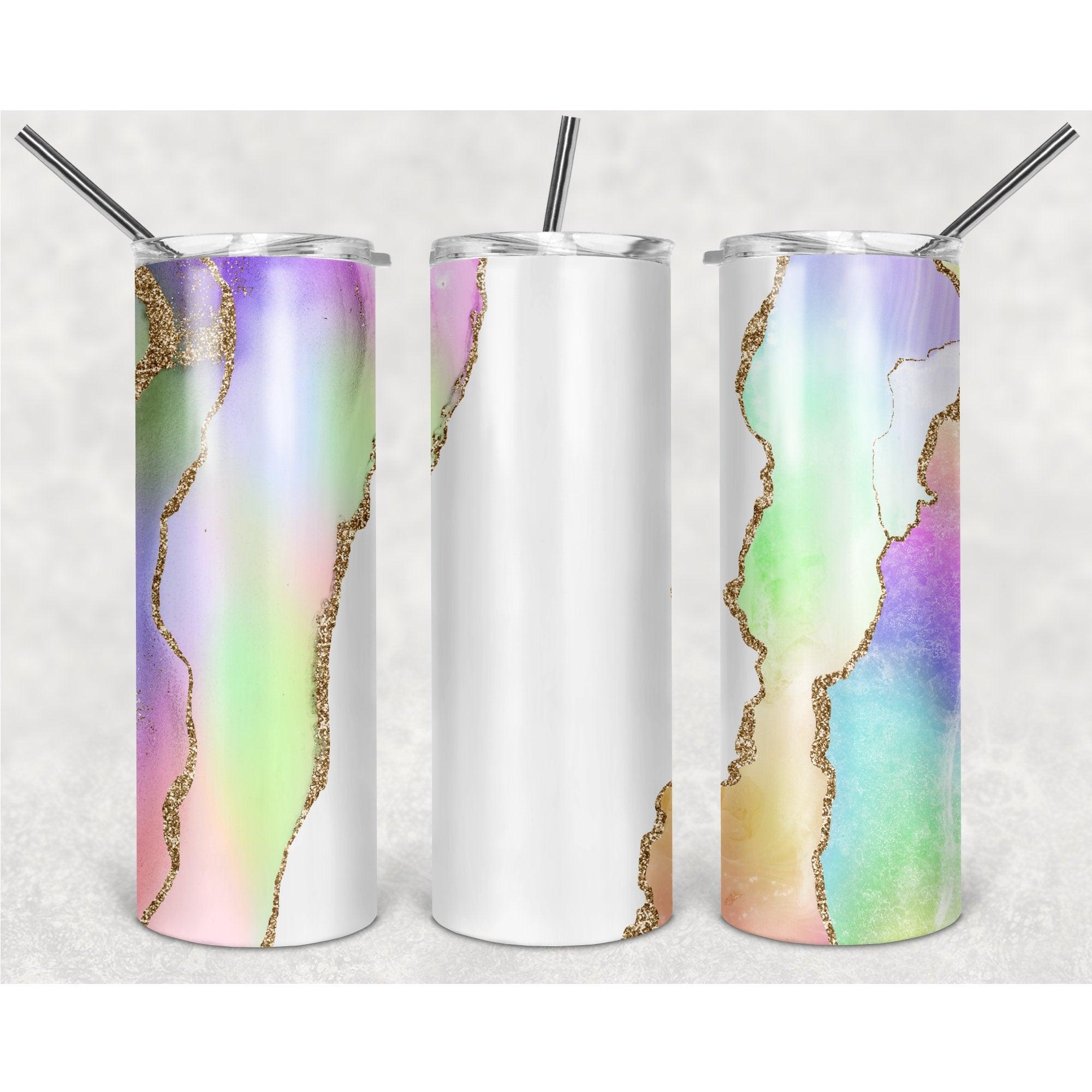 Luxurious Rainbow White Stone Pattern With Vertical Stripes PNG, 20oz Skinny Tumbler Design, Sublimation Designs PNG File - TheDigitalSVG