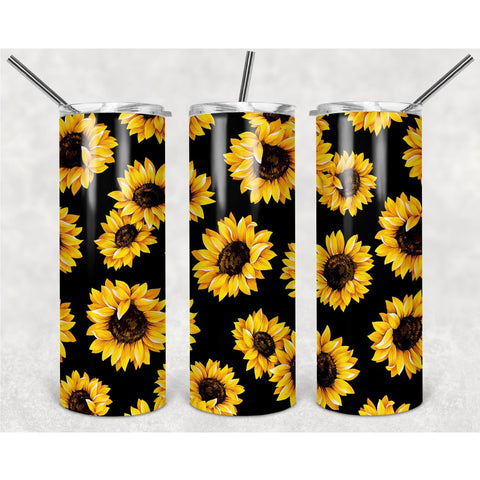 Sunflower Forest Pattern PNG, 20oz Skinny Tumbler Design, Sublimation Designs PNG File - TheDigitalSVG