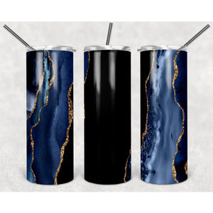 Luxurious Deep Blue Stone Pattern With Vertical Stripes PNG, 20oz Skinny Tumbler Design, Sublimation Designs PNG File - TheDigitalSVG