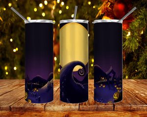 Nightmare Before Christmas Halloween Moon PNG, 20oz Skinny Tumbler Design, Sublimation Designs PNG File - TheDigitalSVG