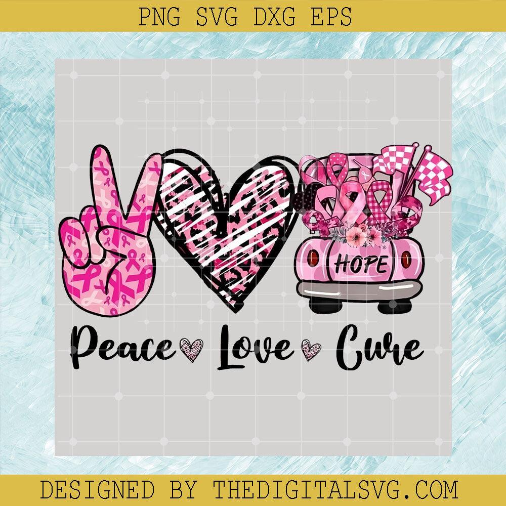 Peace Love Cure PNG, Truck Hope Cancer Awareness PNG, Truck Pink Ribbon Design Sublimation PNG - TheDigitalSVG