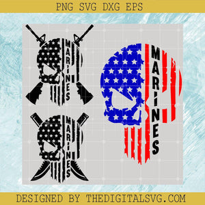Punisher Flag SVG, Marines Skull SVG, Punisher SVG - TheDigitalSVG