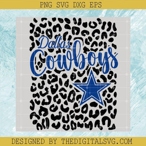 Dallas Cowboys Leopard SVG, Cheetah Blue Gliter Star SVG, Dallas Cowboys Sport SVG - TheDigitalSVG