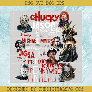 Chucky Jason Voorhees Eatherface PNG, Michael Myers PNG, GhostFace PNG, Pennywise Pinhead PNG - TheDigitalSVG