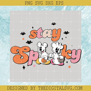 Disney Halloween Stay Spooky SVG, Funny Spooky Vibes SVG, Mickey Minnie Ghost Couple SVG - TheDigitalSVG