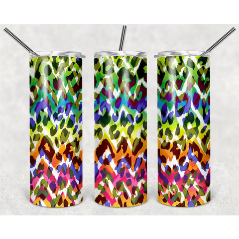 Rainbow Color Leopard Print PNG, 20oz Skinny Tumbler Design, Sublimation Designs PNG File - TheDigitalSVG