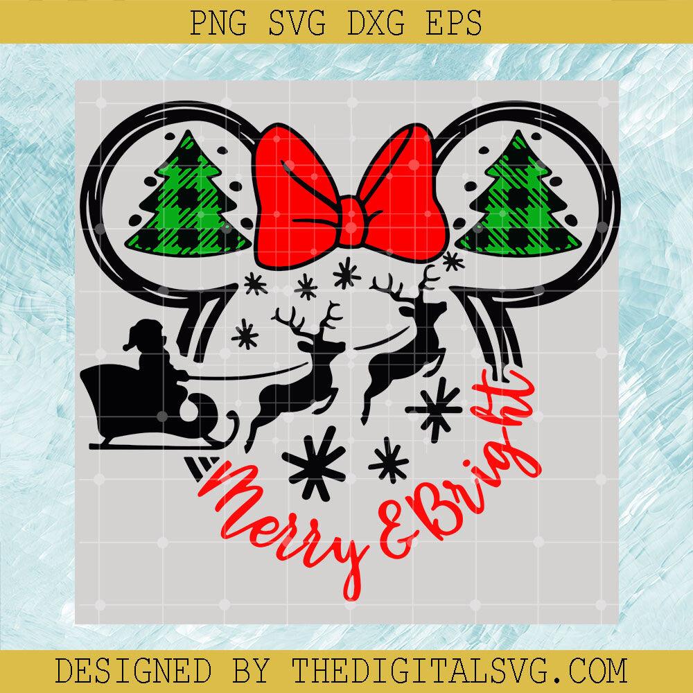 Christmas Minnie Snowflake SVG, Merry And Bright SVG, Minnie Head SVG - TheDigitalSVG
