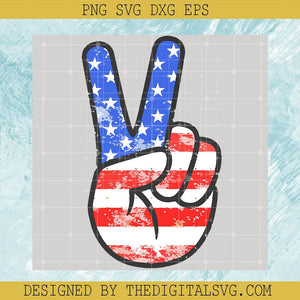 Hand Peace Sign American Flag SVG, Firecracker Svg, 4th Of July Svg, Independence Day Svg - TheDigitalSVG