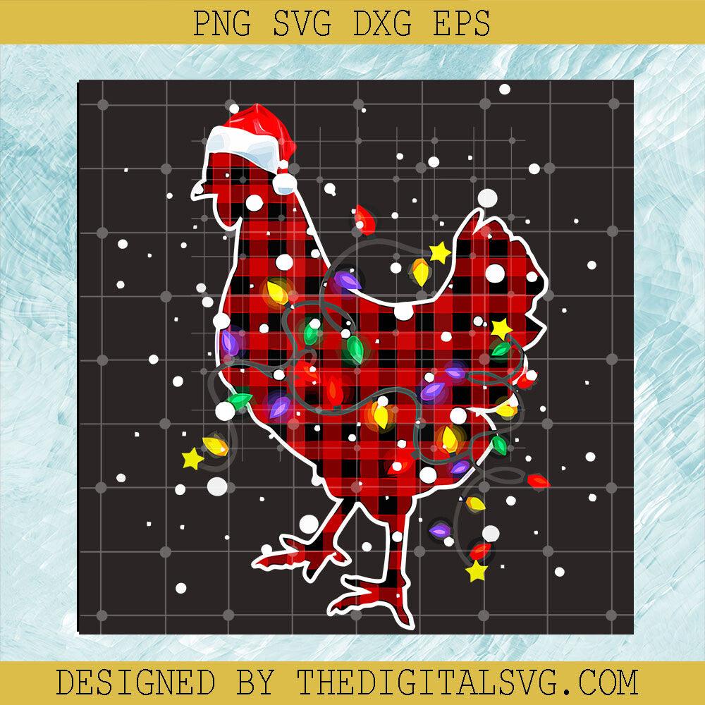 Red Plaid Buffalo Chicken SVG, Chicken Merry Christmas SVG, Funny Xmas SVG - TheDigitalSVG