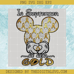 Official Mickey Mouse In September, We Wear Gold Diamond PNG, Mickey Head PNG - TheDigitalSVG