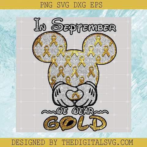 Official Mickey Mouse In September, We Wear Gold Diamond PNG, Mickey Head PNG - TheDigitalSVG