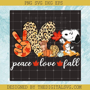 Peace Love Fall Snoopy SVG, Leopard Heart SVG, Fall Halloween SVG - TheDigitalSVG