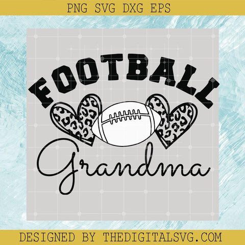 Football Heart Grandma Svg, Heart Leopard Football Svg, Grandma Sport Team Svg - TheDigitalSVG