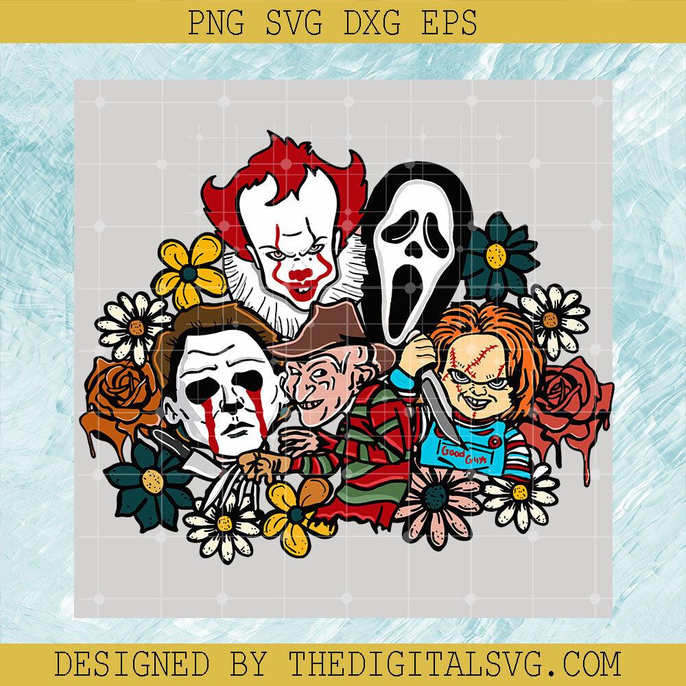 Floral Horror SVG, Retro Characters Horror Movies SVG, Funny Halloween Flowers SVG - TheDigitalSVG