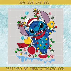 Santa Stitch Christmas SVG, Disney Stitch Christmas Lights SVG, Christmas Xmas SVG - TheDigitalSVG