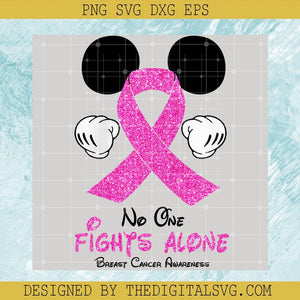 Mickey Breast Cancer American PNG, No One Fights Alone PNG, Mickey Breast Cancer PNG - TheDigitalSVG