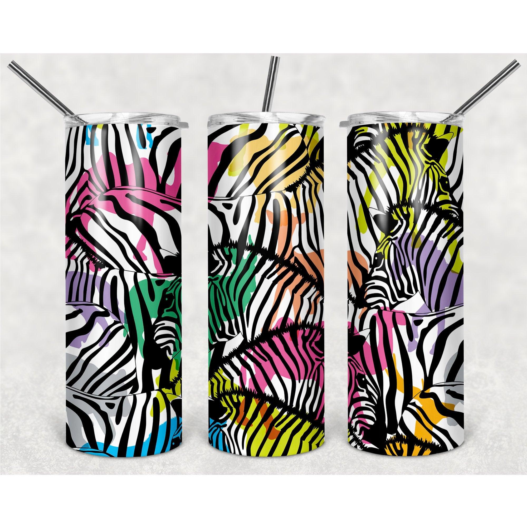 Multi-colored Zebra Pattern PNG, 20oz Skinny Tumbler Design, Sublimation Designs PNG File - TheDigitalSVG