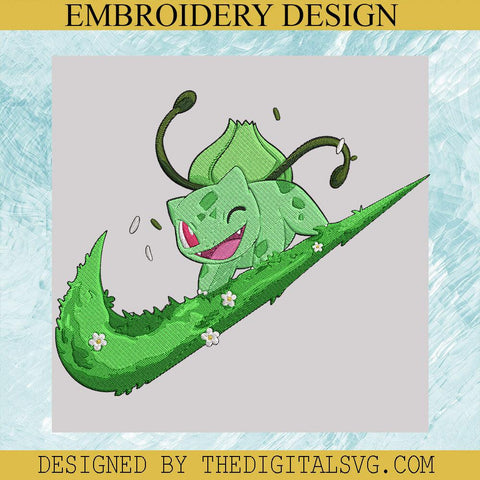 Bulbasaur Nike Embroidery Design, Pokemon Nike Machine Embroidery Design,Embroidery Design - TheDigitalSVG