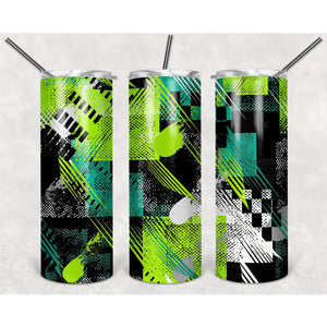 Green Black Cube Pattern PNG, 20oz Skinny Tumbler Design, Sublimation ...