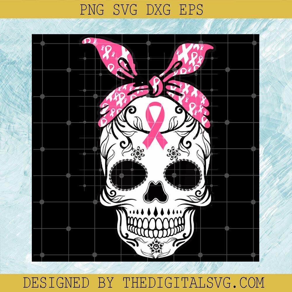 #Skull Bandana Cancer SVG, Skull Cancer Awareness PNG, Skull Pink ...