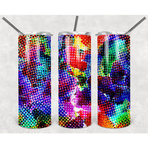 #Disco-style Multicolored Dots Pattern PNG, 20oz Skinny Tumbler Design, Sublimation Designs PNG File - TheDigitalSVG