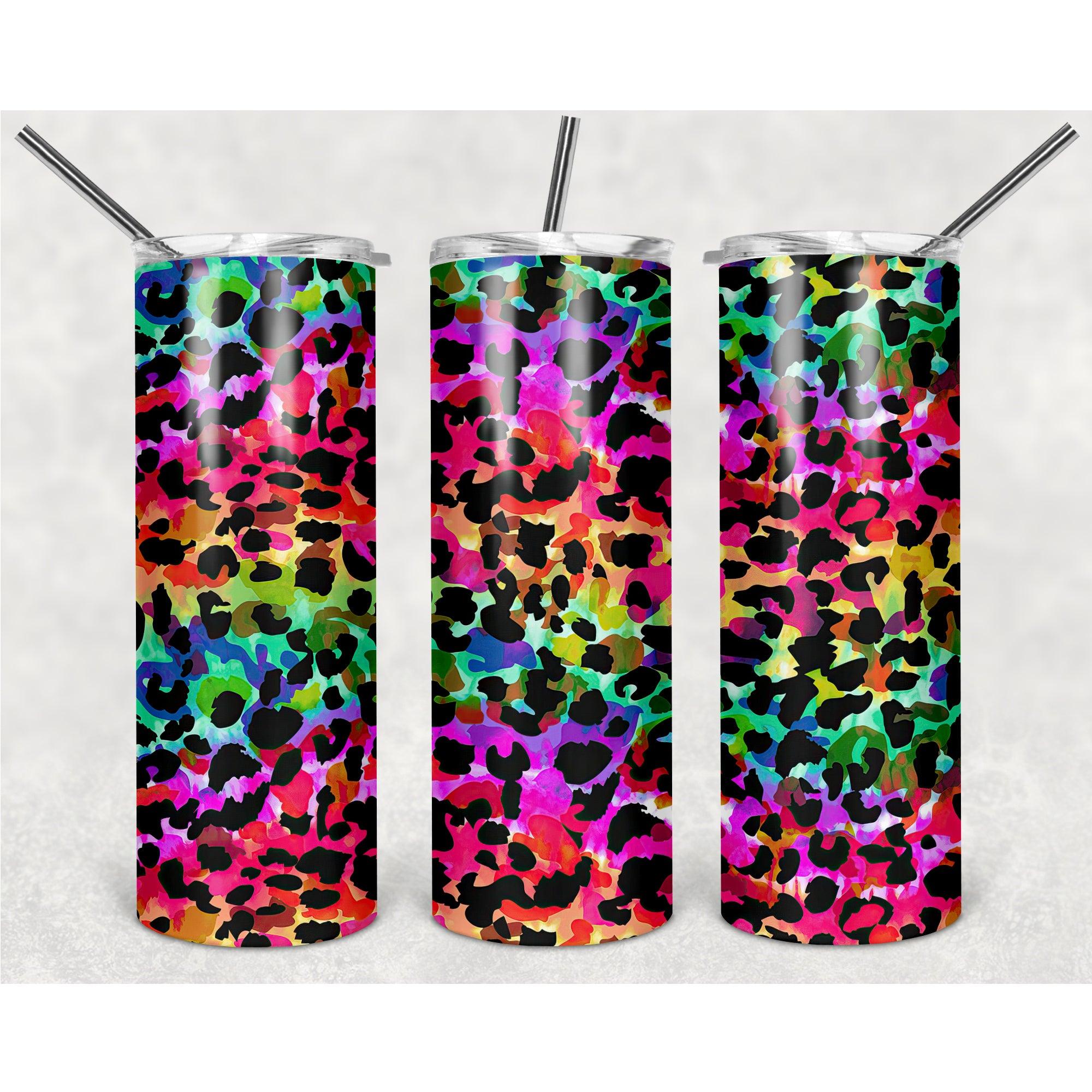 #Leopard Print Pattern With Big Colorful Dots PNG, 20oz Skinny Tumbler Design, Sublimation Designs PNG File - TheDigitalSVG