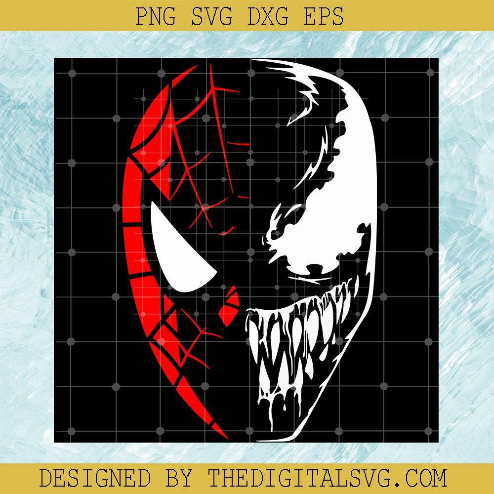 Spiderman And Venom Half Face SVG, Marvel SVG, Spiderman SVG, Venom SVG