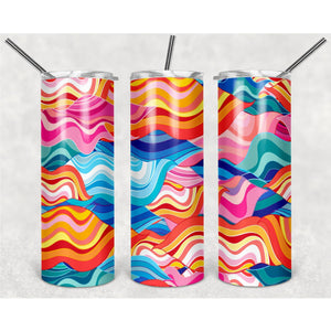 #Multicolored Wave Pattern PNG, 20oz Skinny Tumbler Design, Sublimation Designs PNG File - TheDigitalSVG