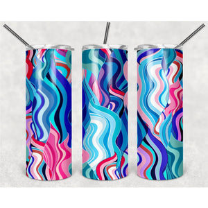 #Vertical Wave Pattern Blue Sea Pink PNG, 20oz Skinny Tumbler Design, Sublimation Designs PNG File - TheDigitalSVG