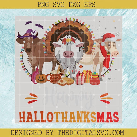 Happy Hallothanksmas Cow Turkey PNG, Halloween Thanksgiving PNG, Cow Autumn Fall PNG - TheDigitalSVG