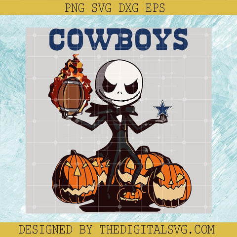 Jack Skellington Cowboys SVG, Pumpkin Halloween SVG, Sport Halloween SVG - TheDigitalSVG