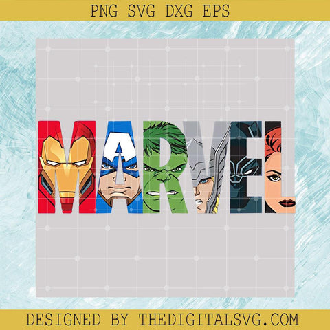 Marvel Logo Avengers Super Heroes Svg, Iron Man Captain American Hulk Thor Black Panther Black Widow Svg, Avengers Marvel Svg - TheDigitalSVG