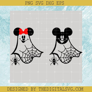 Mickey Minnie Ghost Spiderweb SVG, Halloween Mouse SVG, Disney Costume Halloween SVG - TheDigitalSVG