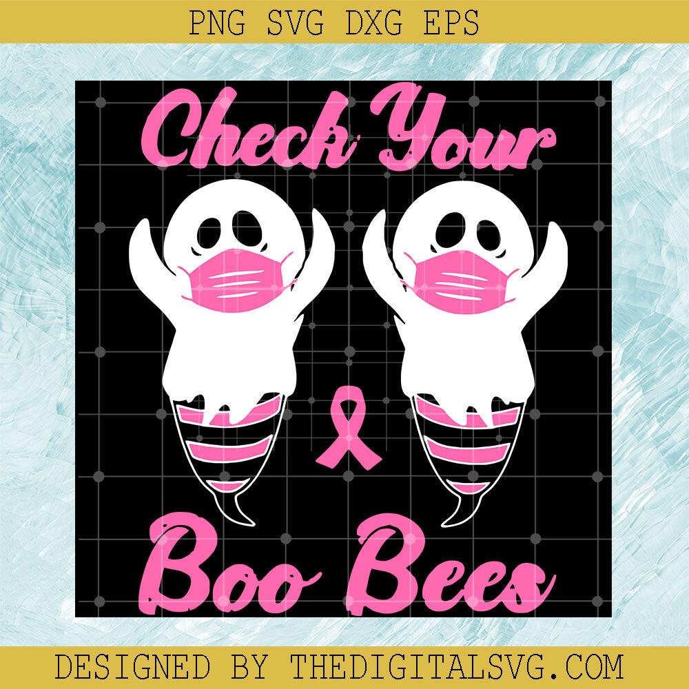 Check Your Boo Bees Ribbon Support, Breast Cancer SVG, Halloween Boo Bees SVG - TheDigitalSVG