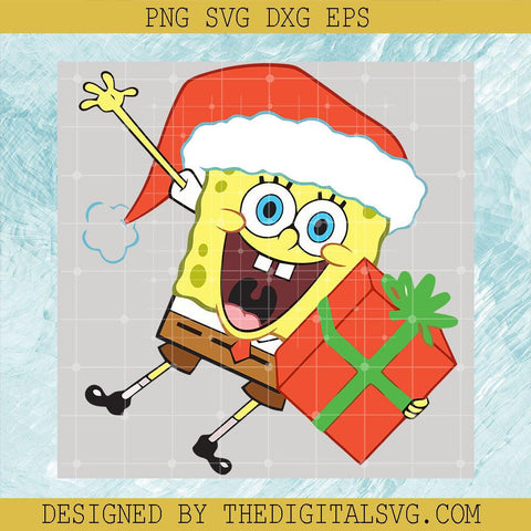 Santa Hat And Gift Merry Christmas Svg, Pongebob Squarepants Christmas Svg, Merry Christmas Svg - TheDigitalSVG