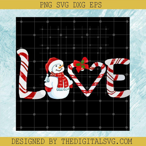 Snow Man Merry Christmas Svg, Love Snow Svg, Candy Cane Svg - TheDigitalSVG