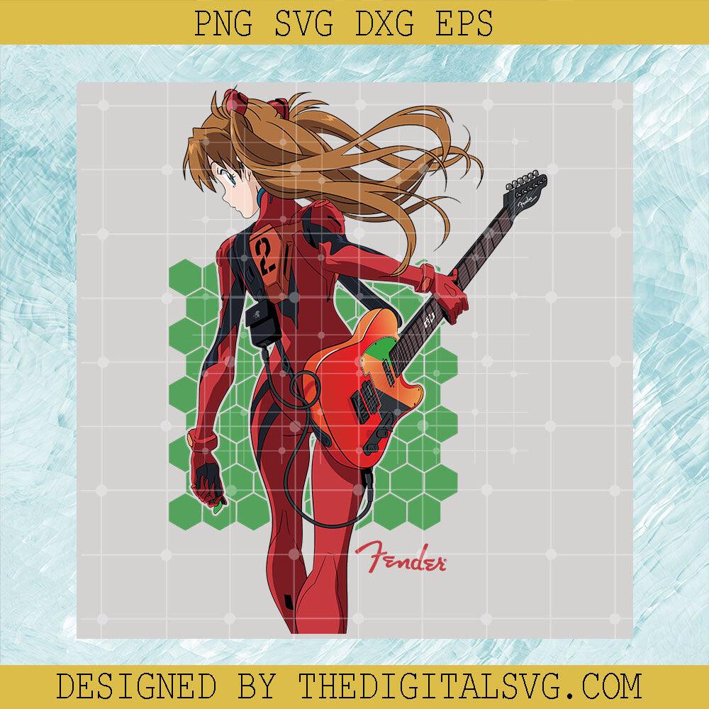 Asuka Fender Svg, Evangelion Asuka Telecaster SVG, Asuka Anime Svg, Character Cartoon Svg - TheDigitalSVG