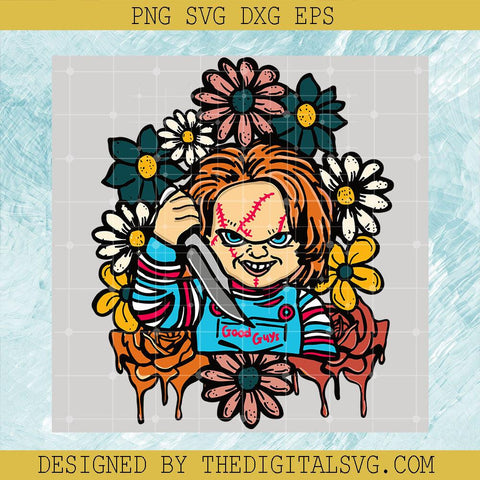Floral Chucky Childs Play SVG, Retro Chucky SVG, Funny Halloween Floral SVG - TheDigitalSVG