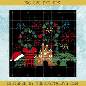 Disney Castle Christmas SVG, Disney Mickey Mouse Castle Epcot SVG, Happy Merry Christmas SVG - TheDigitalSVG